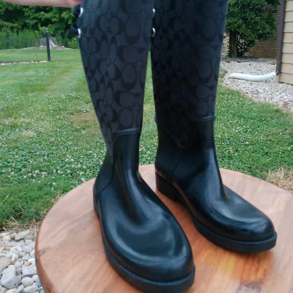 Coach Tristee Black Rain boots. Size 8b